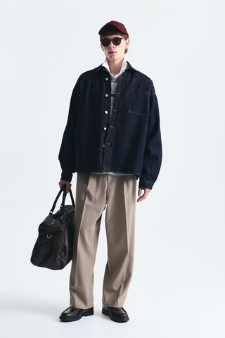 Vamos Oversize Denim Gömlek Koyu Lacivert