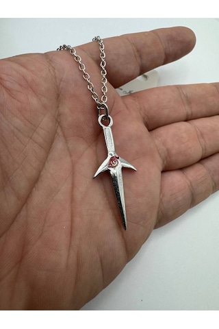 Naruto Kunai Figürlü İtachi & Sasuke Temalı Unisex Kolye 60 Cm Zincirli Anime Takı Gümüş 36742559