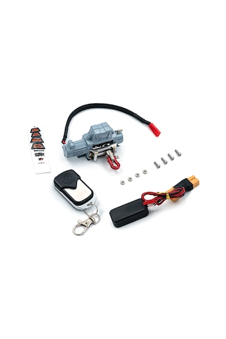 Samdoo Rc Araçları İçin Gri Alüminyum Çekici Ve Kumanda Seti - Traxxas Trx-4, Axial Scx10, Rc4wd Uyumlu Xt60 Bağlantı 5-7.4v