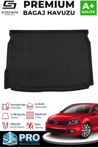 S-dizayn Vw Golf 6 3d Pro Bagaj Havuzu 2008-2012 A+ Kalite