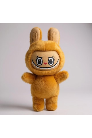 Mini Tavşan Kostümlü Labubu Peluş Oyuncak - Sarı
