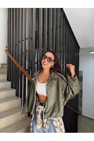 Prifaldi Zr Oversize Süet Bomber Ceket Haki