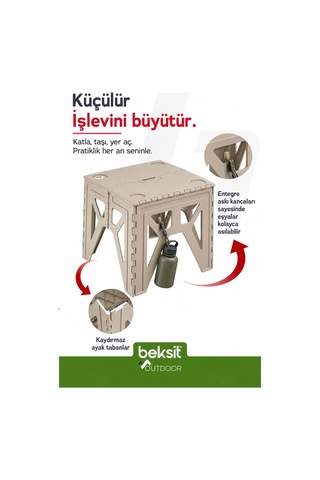 Beksit Outdoor Herkül D Katlanır Masa (Bej)