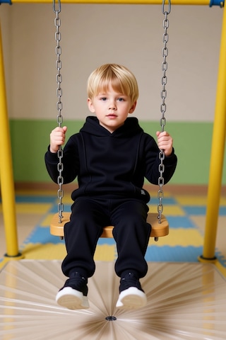 Ersefa Erkek Çocuk İki Parçalı Kapüşonlu Sweatshirt Ve Eşofman Takımı Gü Siyah