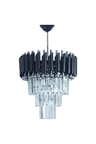 Zamira 35 Cm'lik Black Slver Kristal Taşlı Lüks Avize - Yatak Odası - Salon - Mutfak - Hol Gümüş