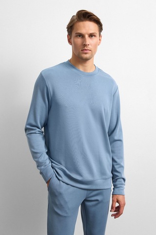 Backandbond Mavi Regular Fit Bisiklet Yaka Sweatshirt