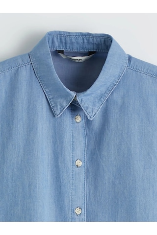 Lc Waikiki İndigo Gömlek Yaka Oversize Kadın Jean Tunik Indigo