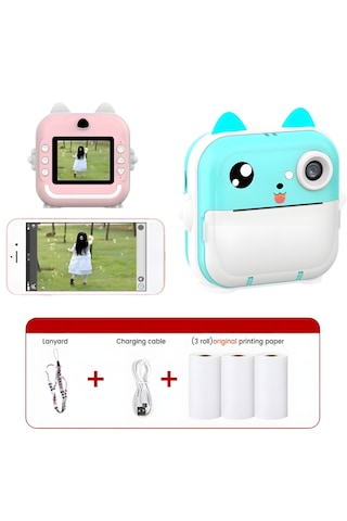 Cevval Q5 Termal Yazıcılı Anında Siyah Beyaz Baskılı Dijital Çocuk Fotoğraf Makinesi
