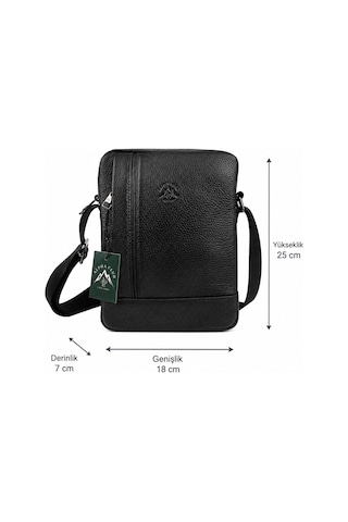 Alphaclub Bag Erkek Mat Siyah Hakiki Deri Postacı El Ve Omuz Çantası Orta Boy