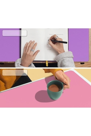 60x30 Cm Pembe Çift Taraflı Deri Desk Mat, Pu Deri Masa Koruyucu Ve Masa Sümeni, Suya Dayanıklı Kolay Silinebilir 2