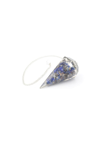 Hakiki Doğal Lapis Lazuli Taşı Orgonit Pandül 1.Kalite Gümüş