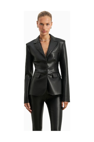 Because Of Alice Cinched Waist Leather Blazer Kadın Ceket Siyah