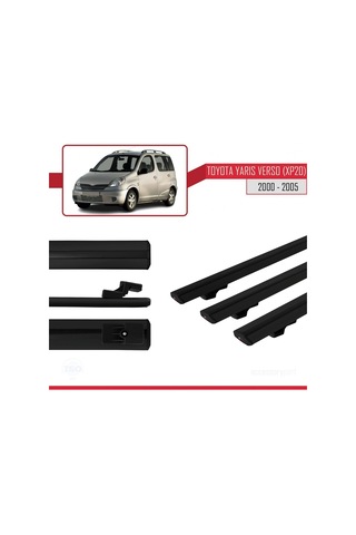 Toyota Yaris Verso Xp20 2000-2005 Arası İle Uyumlu Basic Model Ara Atkı Tavan Barı Siyah 3 Adet