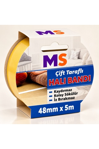 Premium Çift Taraflı Halı Bandı 48 Mm X 5 Metre Yapışkanlı Kaydırmaz Kaymaz Kilim Paspas Bantı