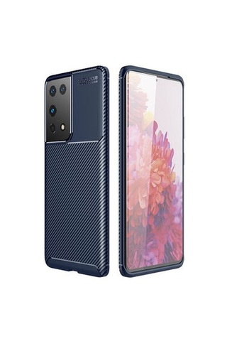 Samsung Galaxy Uyumlu S21 Ultra Kılıf Karbon Desenli Esnek Yüksek Kaliteli Meteryalden Üretilmiş Silikon Kapak Ryc/negro Lacivert