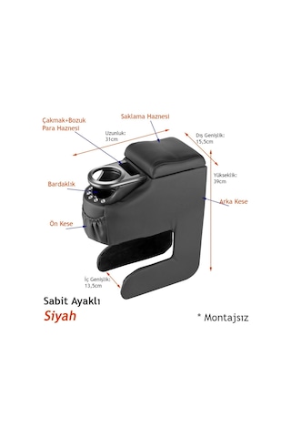 Carub Kolçak Montajsız Siyah Bardaklıklı Ayarlı BR4705704