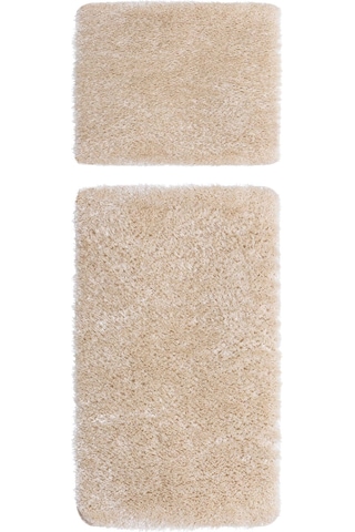 Koza Home Douro Shaggy 2li Banyo Paspası Bej Kaydırmaz Taban 60 X 100 - 50 Bej