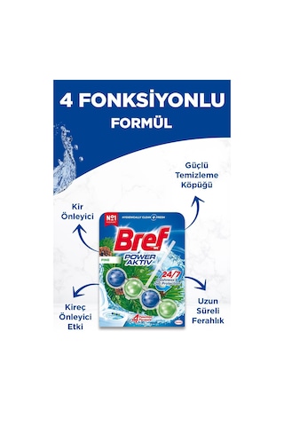 Bref Wc Power Aktiv Tekli Paket Katı Tuvalet Bloğu Çam 5'Li Set