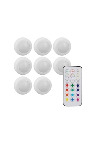 Powermaster Pm-27186 Led Mobilya Merdiven Pilli Aydınlatma Lamba 3m Yapışkanlı Kumandalı Rgb Renkli 4000k 8'li Paket Renkli