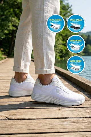 Walkway Beyaz Fileli Hafif Esnek Unisex Spor Ayakkabı 26102 M