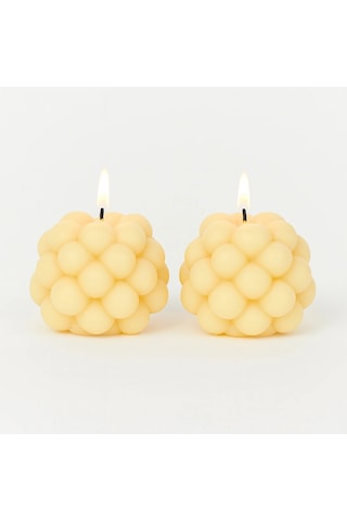 Dekoratif 2'li Kokulu Top Bubble Mum Minimal Pinterest Tasarım 5cm Beyaz