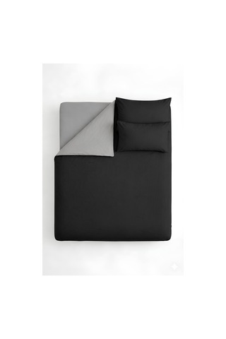 Siyah & Gri Çift Kişilik Nevresim Takımı - Modern Minimal Seri Siyah-gri