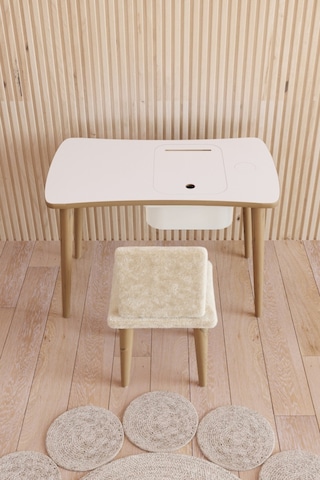Fahrettin Küçük Montessori Çocuk Masası Oyun Masası Aktivite Masası Çalışma Masası -1 Adet Beyaz Welsoft Sandalyeli Beyaz