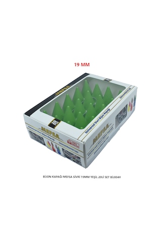 Bijon Kapağı Sivri 19 Mm Yeşil 20 Li Set