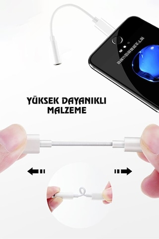 Iphone Ipad Ios Lightning Tak Çalıştır Kulaklık Araç Aux Çevirici Dönüştürücü 3.5mm Uyumlu Kl0263, One Si Beyaz