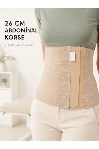 Abdominal Doğum Sonrası Korse 26 Cm Geniş 4 Kademeli Cırtlı Ayarlanabilir
