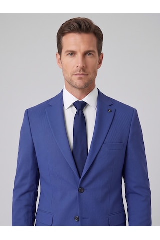 Tk6893 Erkek Klasik 2 Li Takım Elbise 2 Düğmeli Slim Fit Esnek Kumaş Çift Yırtmaçlı 7 Drop İndigo