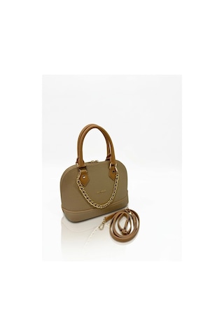 Just Polo Kadın Zincir Detaylı Lüks El Ve Omuz Çantası Shopper Ebat : 25x22 Cm Vizon