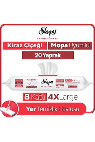 Sleepy Easy Clean Kiraz Çiçeği Mopa Uyumlu Yer Temizlik Havlusu&Mendili 20 Yaprak
