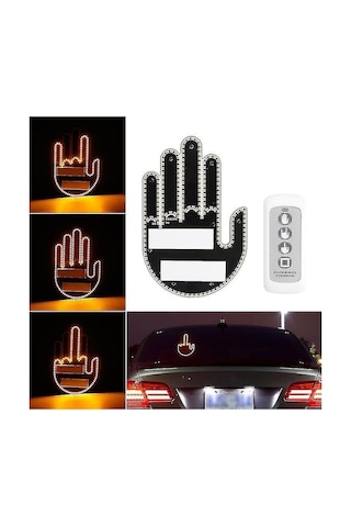 Gesture Uzaktan Kumandalı El Orta Parmak Led Araba Içi Led 3 Farklı Mod 1 Ad