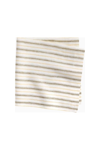 Crate & Barrel Jake Arnold Brighton Peçete, %100 Avrupa Keteni Renkli Çizgili Tasarım Runner Bej 55 X 55