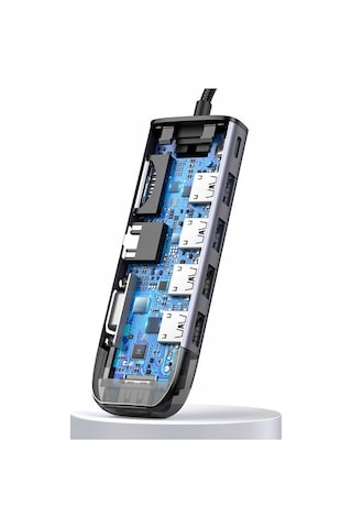 Mcdodo Hu-7420 10İn1 Type-C Gigabit Lan+Hdmı+Apple Uyumlu MacBook +Vga Çevirici Çoklayıcı Adaptör-Gri