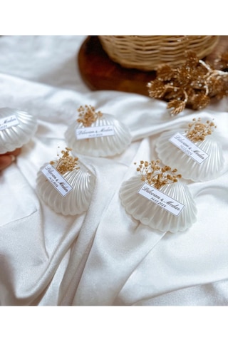 İstiridye Kutu İçerisinde Mum, Nikah Şekeri, Doğum, Sünnet, Düğün Nişan Söz, Kına - 15 Adet