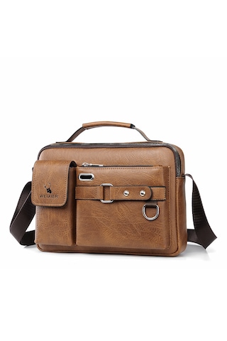 Erkek Büyük Kapasiteli Su Geçirmez Omuz Çapraz Çanta Çanta-kahver Kahverengi