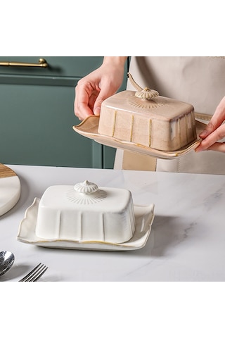 Reedark Klasik Siyah Seramik Tereyağı Tabağı - Kapaklı Avrupa Stili, Ev Ve Otel İçin, Günlük Kullanım Ve Tatlı Servisi, Fabrika Direkt Satış Diğer