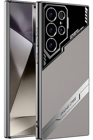 Galaxy Uyumlu S24 Ultra Kılıf Kamera Korumalı Suni Deri Tasarım Yeni Seri Procase Kapak-titanyum-gri