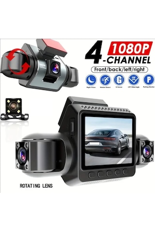 4 Kanallı Wifi Araç Kamerası 1080p Full Hd Gece Görüşlü 170 Geniş Açı Park Modu Dash Cam