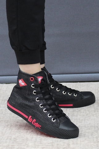 Lee Cooper Lc-30103 Anatomik Unisex Keten Kanvas Spor Ayakkabı Siyah - Kırmızı