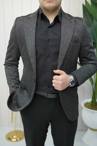 Bys Beystil Sivri Yaka Siyah Ceket Dubai - Slim Fit