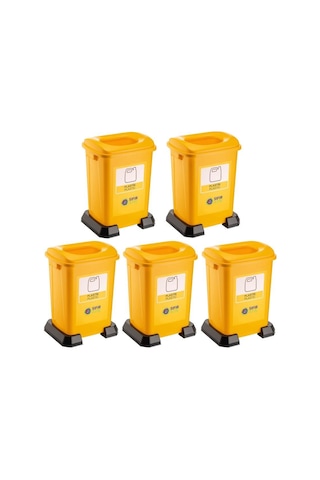 Omnipazar Sy-4395 Sıfır Atık Plastik Geri Dönüşüm Çöp Kutusu 50 Lt Sarı 5 Adet Sarı