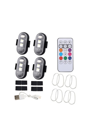 Monyee Araç, Bisiklet, Drone Kullanıma Uygun Ip65 Su Geçirmez 8 Renk 110mah Pil Ve Kumanda İle 7m Uzaklıkta Kontrol Edilebilir 4 Led Uyarı Işığı Medyum Yapistıklı Siyah