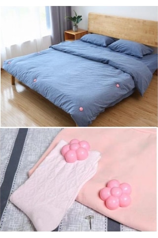 8'li Gül Desenli Yorgan Battaniye Sabitleme Nevresim Kılıf Tutucu