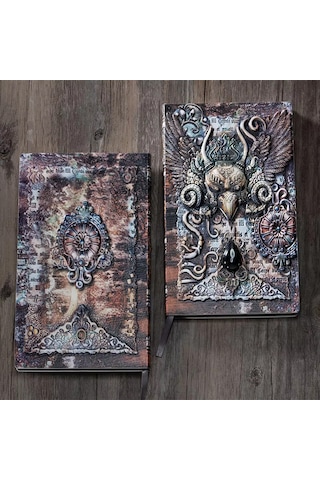 Hediyelik Renkli Deri Defter Kuş Kabartmalı