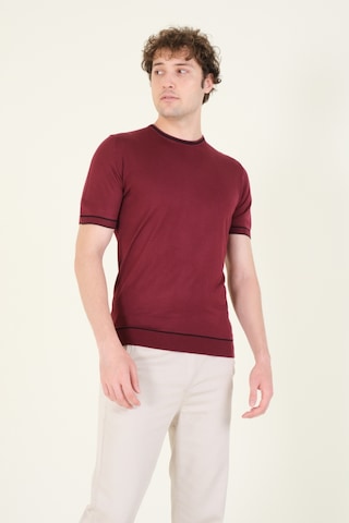 Giyim Dünyası Erkek Sıfır Yaka Biyeli Merserize T-shirt Bordo 001