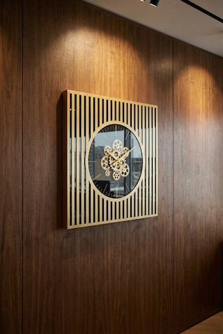 Acar Dekoratif Çarklı Duvar Saati - 64 Cm Gold/siyah