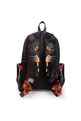 Coral High Kids Siyah Aslan Desenli Üç Bölmeli Okul Sırt Çantası 23671 Siyah